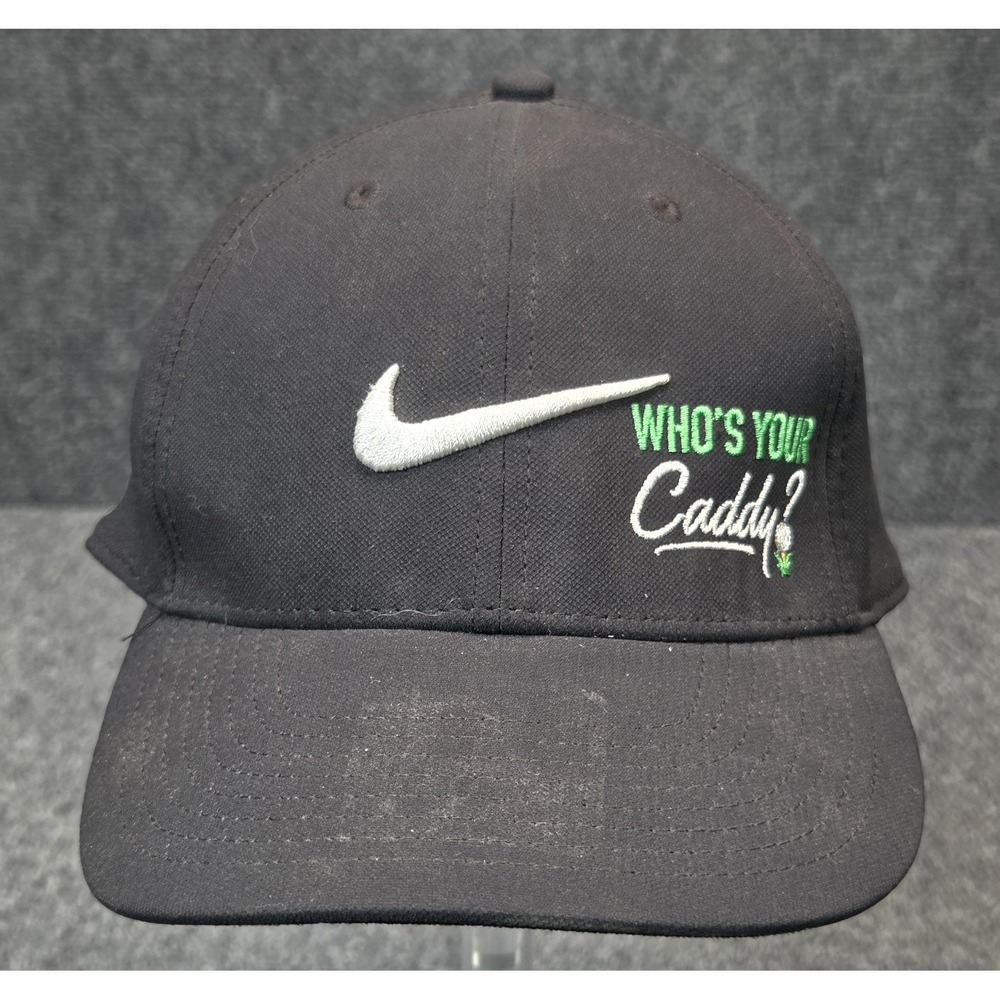 Nike Embroidered Cap "Who's Your Caddy?" Adjustable Black Dri Fit